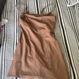Brown Spaghetti Strap Athletic Dress